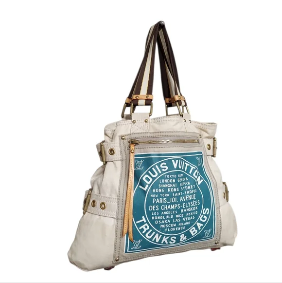 Louis Vuitton Limited Edition Globe Shopper Cabas Canvas Tote Bag Gently Loved - Picture 4 of 15